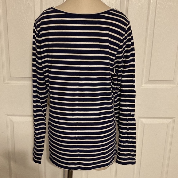 Ann Taylor LOFT Navy and White Striped Long Sleeve Top XL - Picture 5 of 15